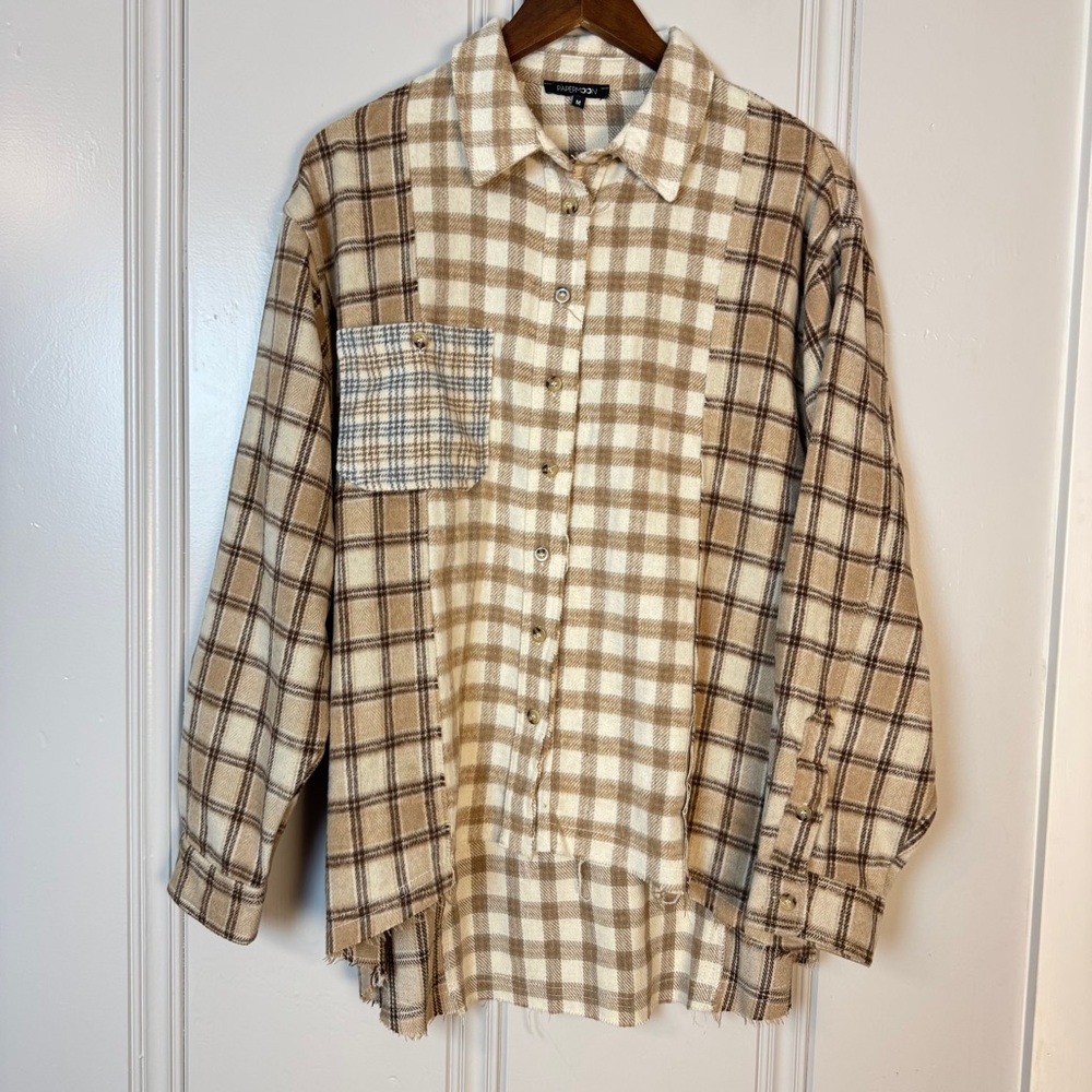 Caslon Plaid Button-Up Shirt - Beige & Cream